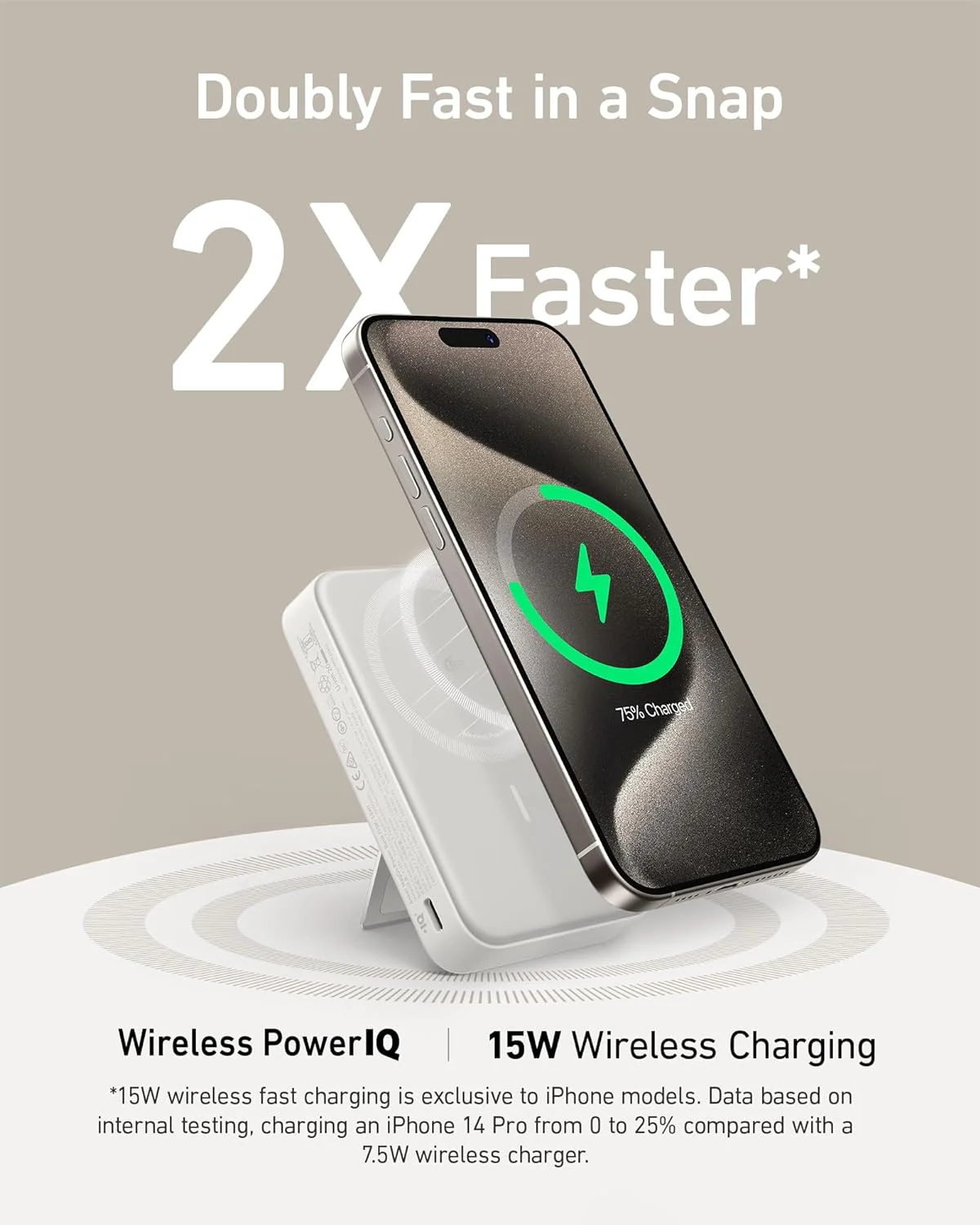 باور بانك مغناطيسي 10000MAH بشحن لاسلكي 15W مع Qi2 من Anker - Image 3