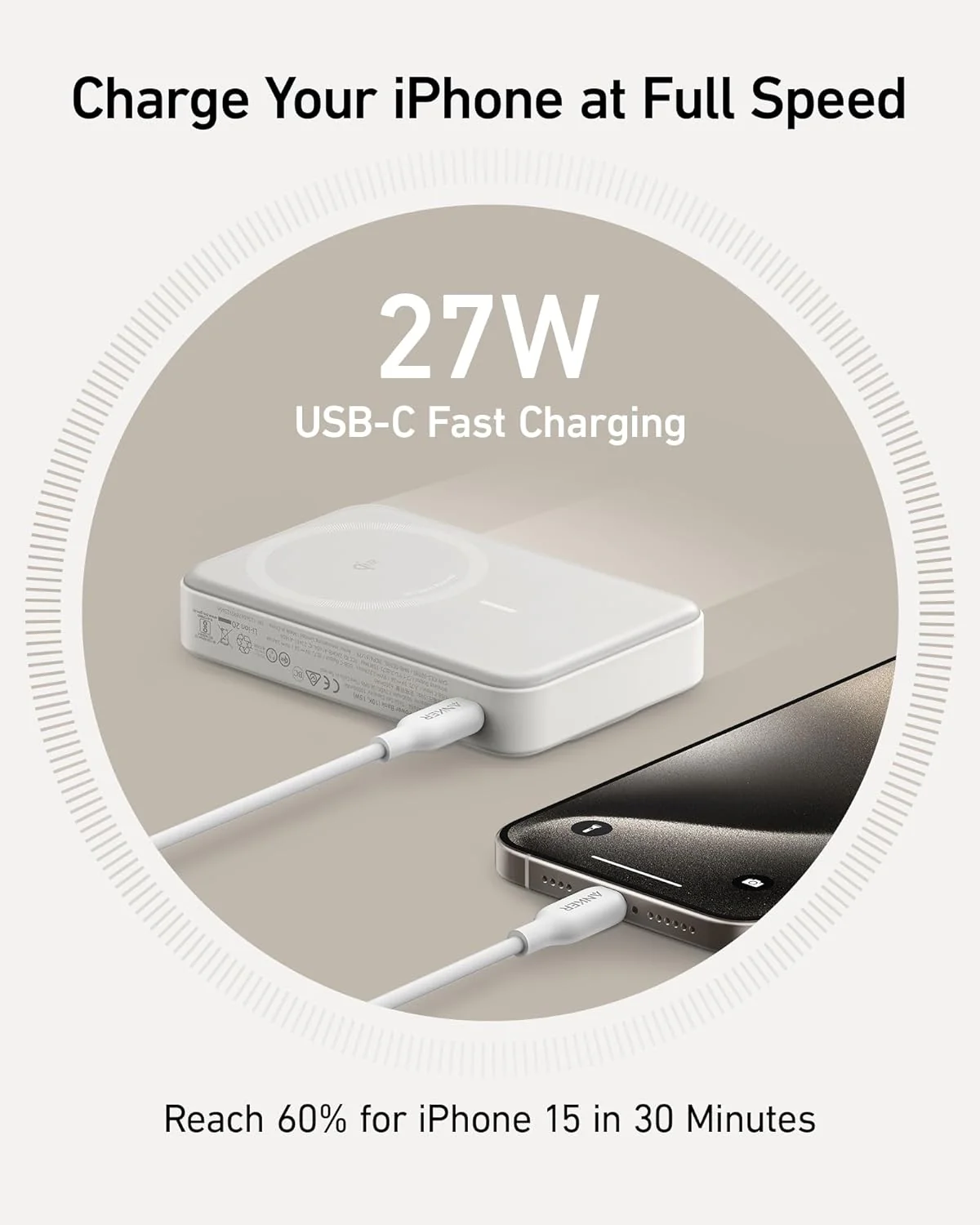باور بانك مغناطيسي 10000MAH بشحن لاسلكي 15W مع Qi2 من Anker - Image 6