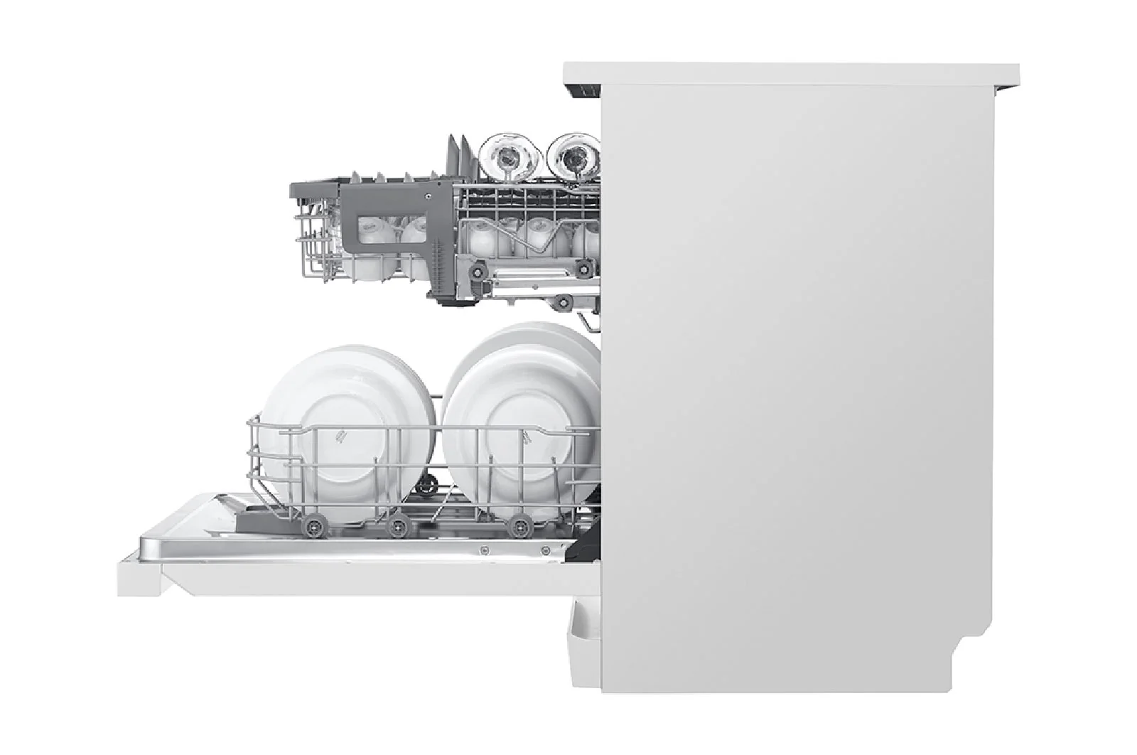 غسالة صحون إل جي ™QuadWash ، لون أبيض إعداد المكان14، تقنية EasyRack™ Plus، محرك الدفع المباشر، من ال جي - Image 11