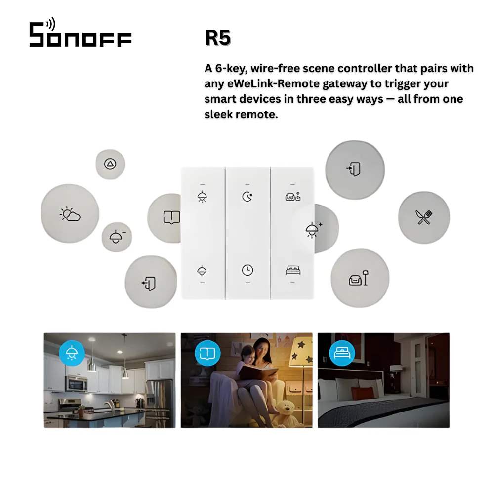 جهاز التحكم بالسيناريو SONOFF R5 بدون أسلاك مع تحكم متعدد الأزرار وأتمتة منزلية ذكية من sonoff - Image 2