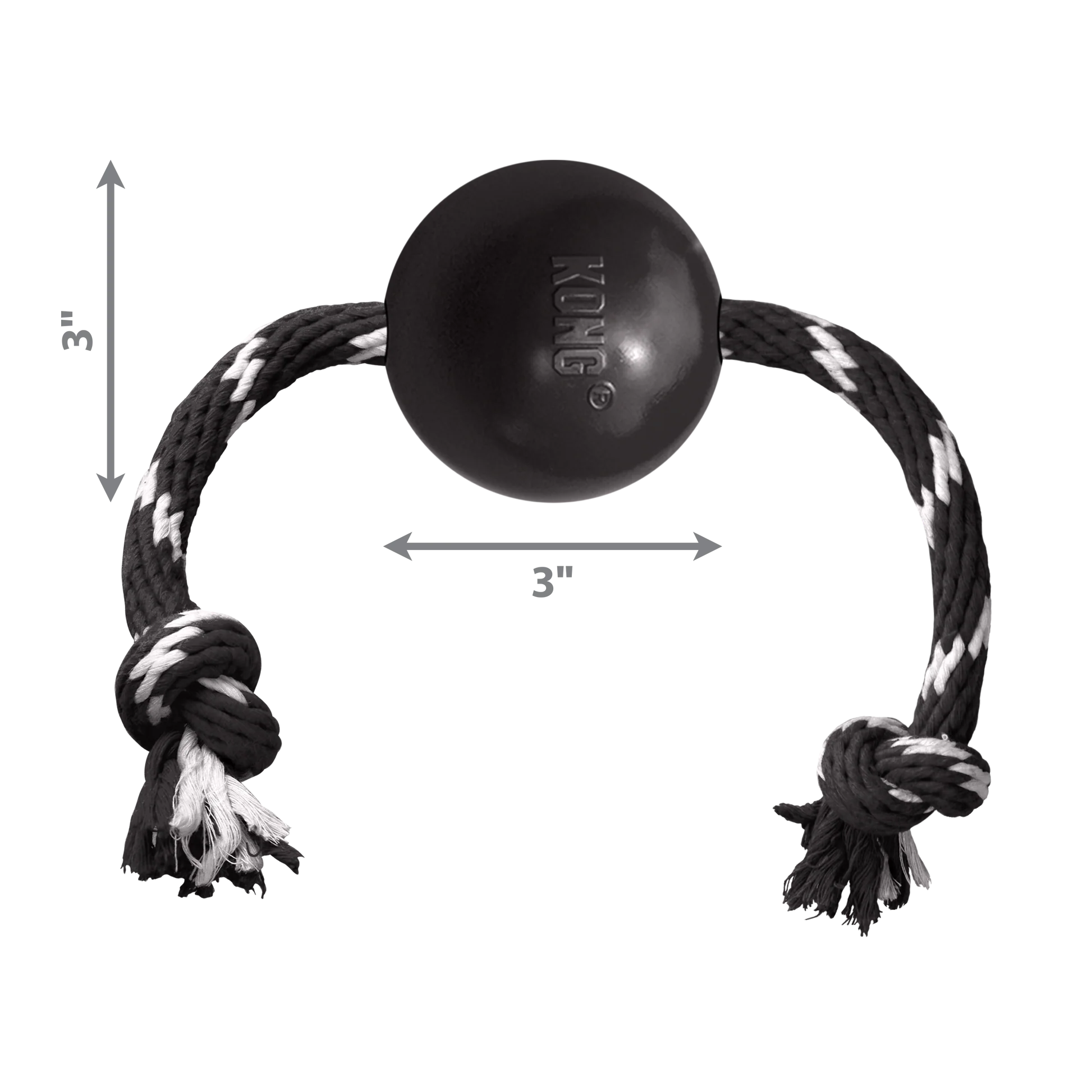 كرة إكستريم مع حبل (كبيرة) - مطاط KONG Extreme وحبل قطن 100% للعب التفاعلي للكلاب من Kong