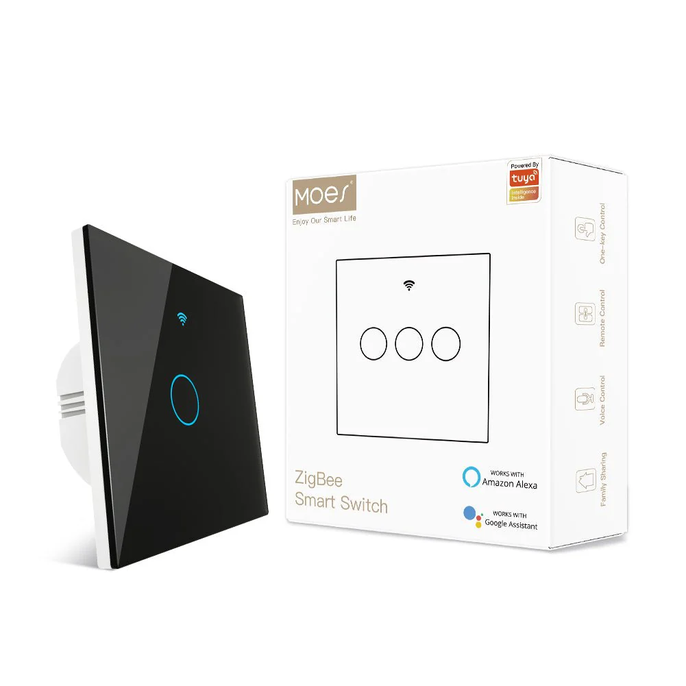 مفتاح ذكي احادي - Zigbee Mesh - EU Type -اسود