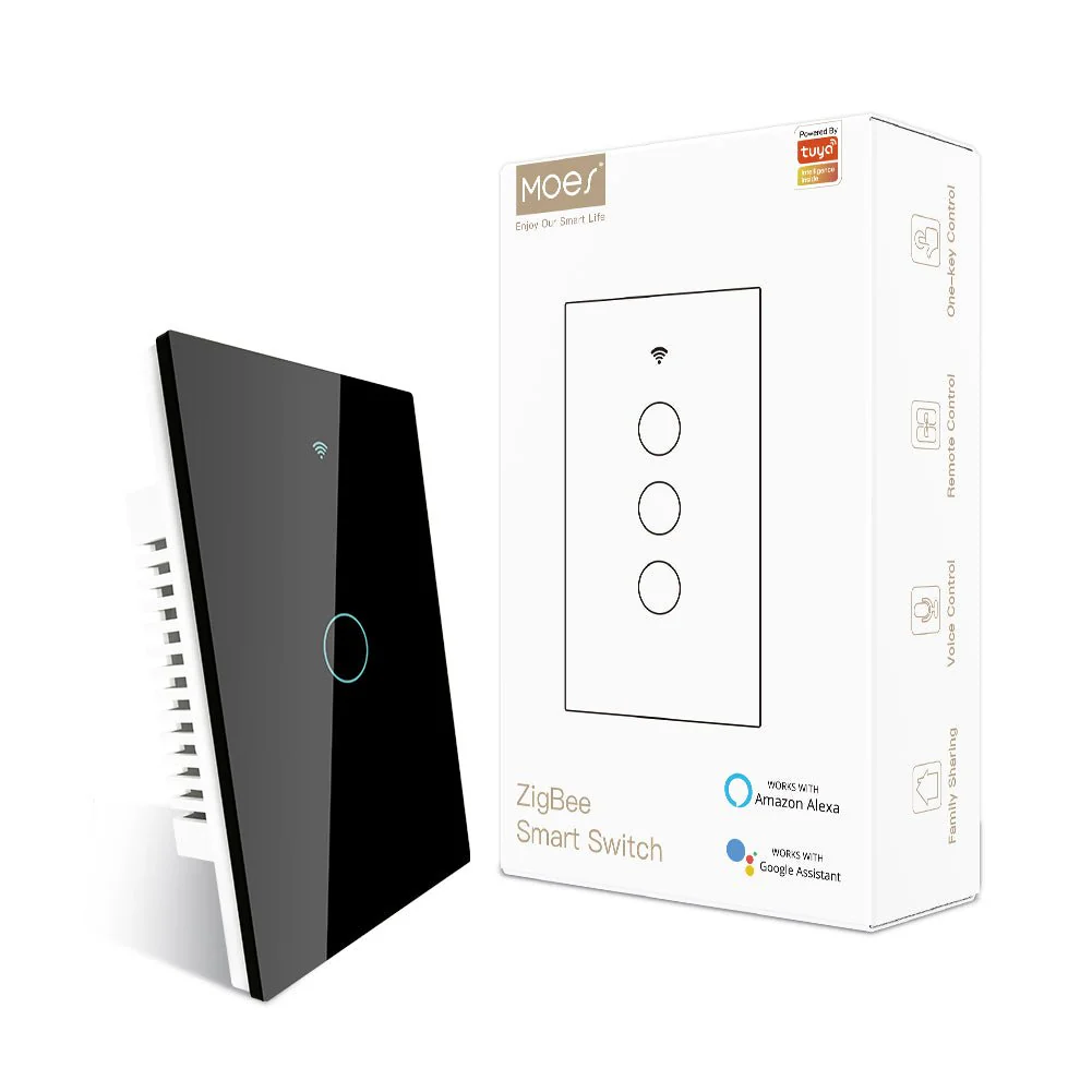 مفتاح ذكي احادي- Zigbee Mesh - US Type -اسود