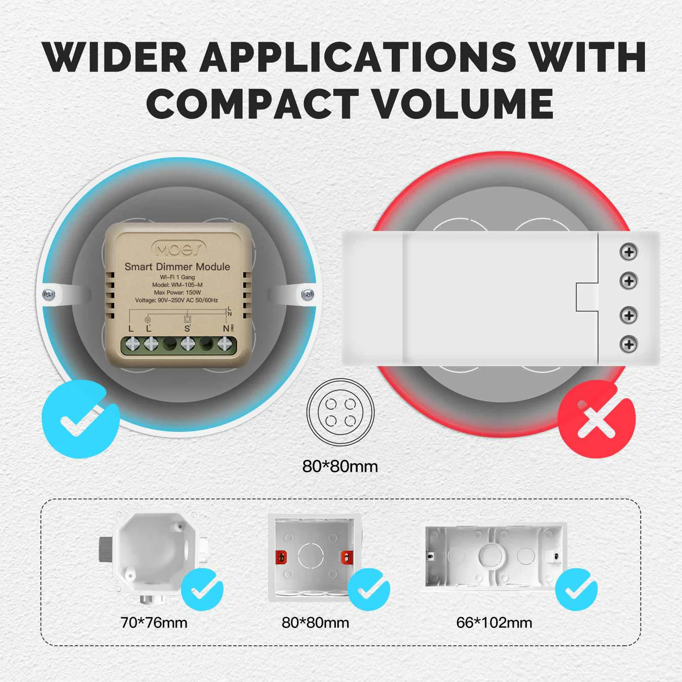 مفتاح ذكي مخفي صغير -150 W  - واي فاي - Image 3