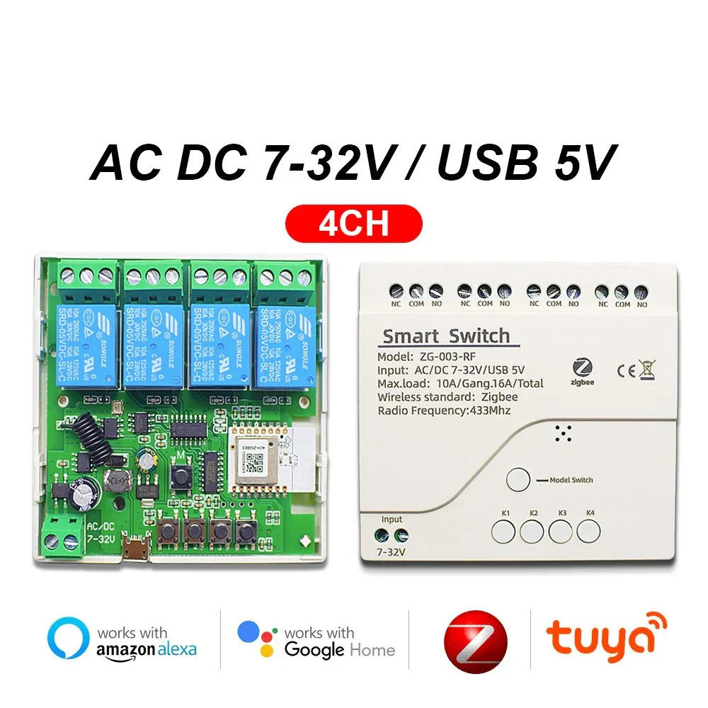 مفتاح ذكي رباعي- Zigbee Mesh - DIN Rail Type - ابيض يركب على لوحة القواطع