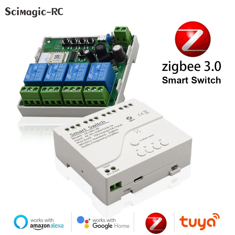 مفتاح ذكي رباعي- Zigbee Mesh - DIN Rail Type - ابيض يركب على لوحة القواطع - Image 10