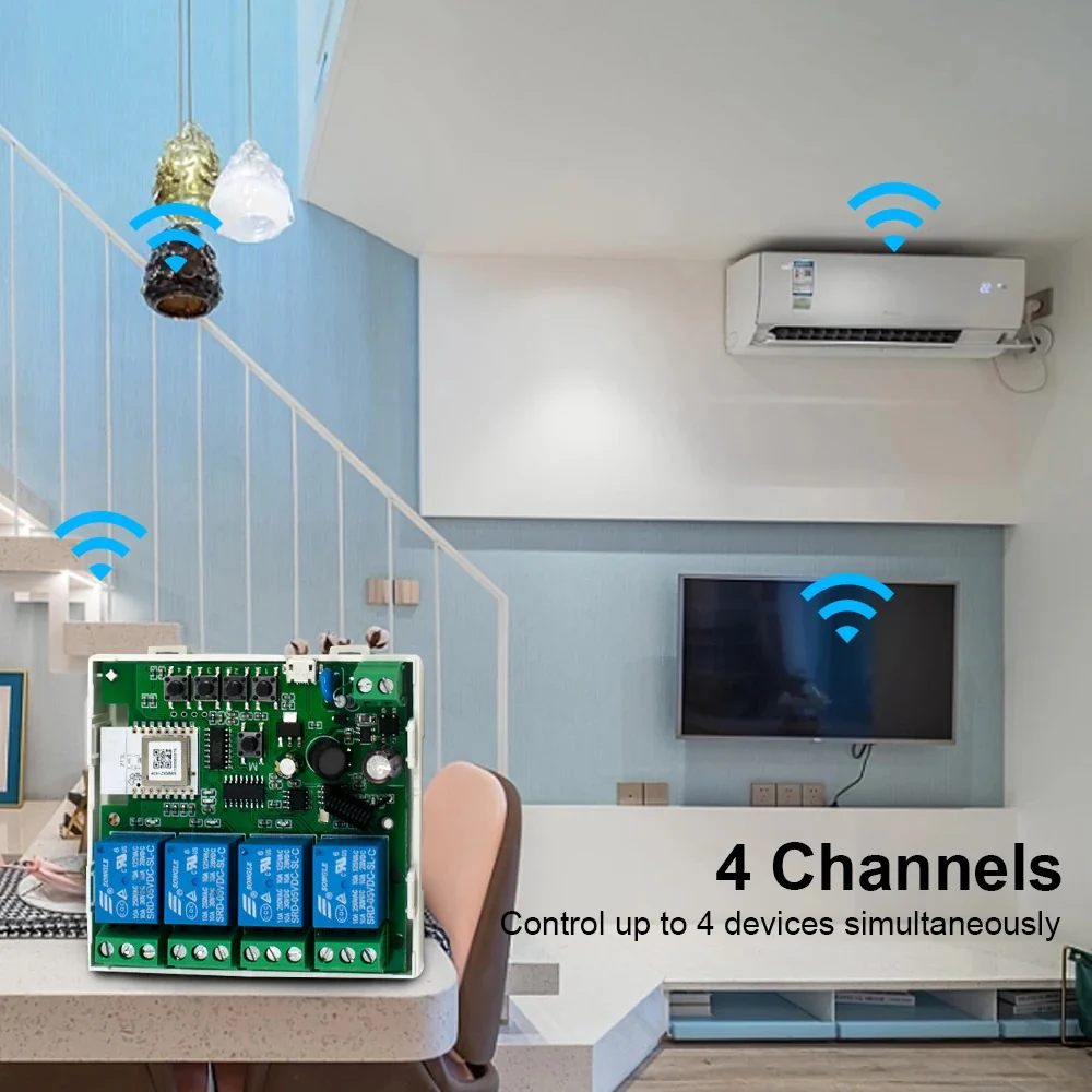 مفتاح ذكي رباعي- Zigbee Mesh - DIN Rail Type - ابيض يركب على لوحة القواطع - Image 6