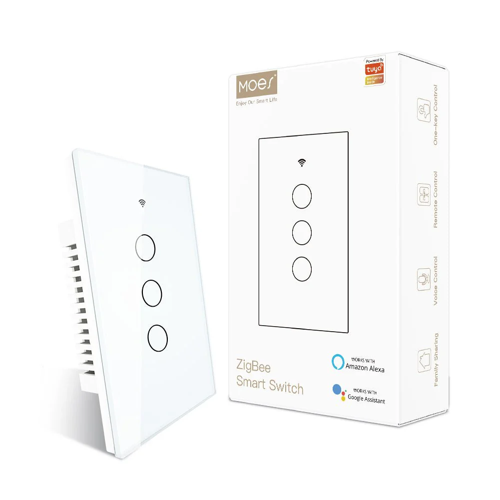 مفتاح ذكي ثلاثي- Zigbee Mesh - US Type - ابيض