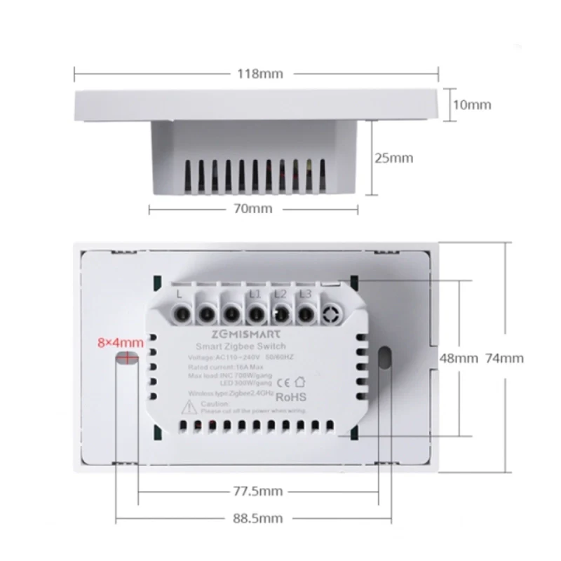 مفتاح ذكي ثلاثي- Zigbee Mesh-Zemismart - US Type - ابيض - Image 6