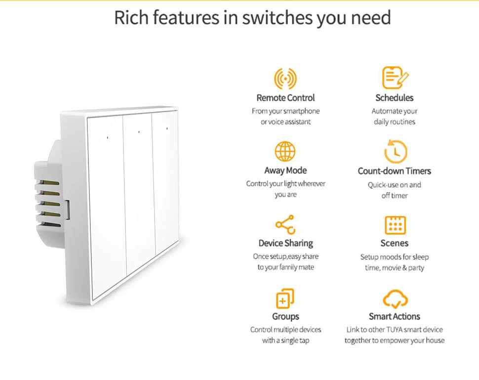 مفتاح ذكي ثلاثي- Zigbee Mesh-Zemismart - US Type - ابيض - Image 7