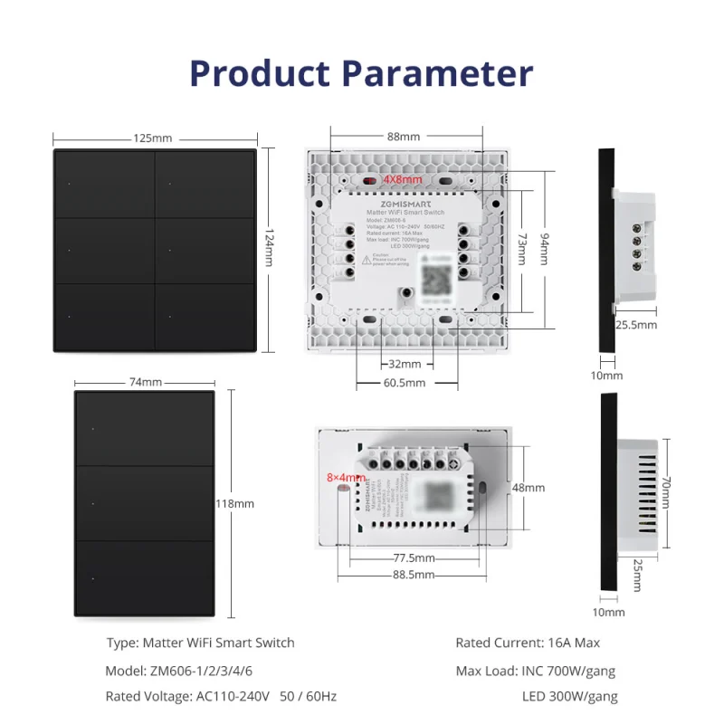 مفتاح ذكي ثنائي- Zigbee Mesh-Zemismart - US Type -اسود - Image 2