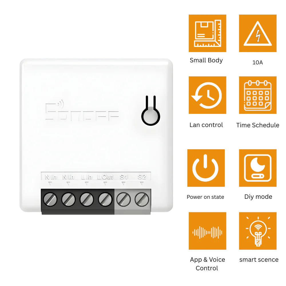 مفتاح SONOFF MINIR2 الذكي مع تحكم Wi-Fi وأتمتة عبر تطبيق eWeLink من sonoff - Image 3