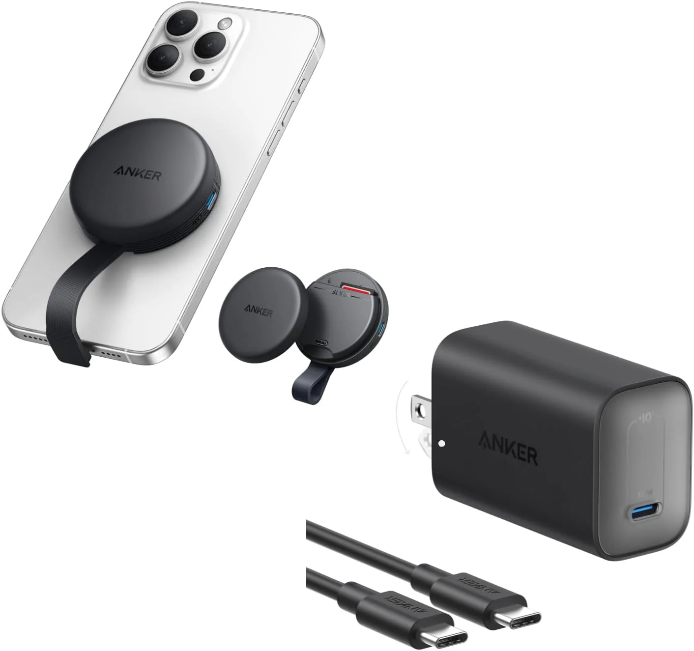 محول USB-C 3 في 1 بسرعة 10Gbps لنقل فوري وشحن 100W من Anker