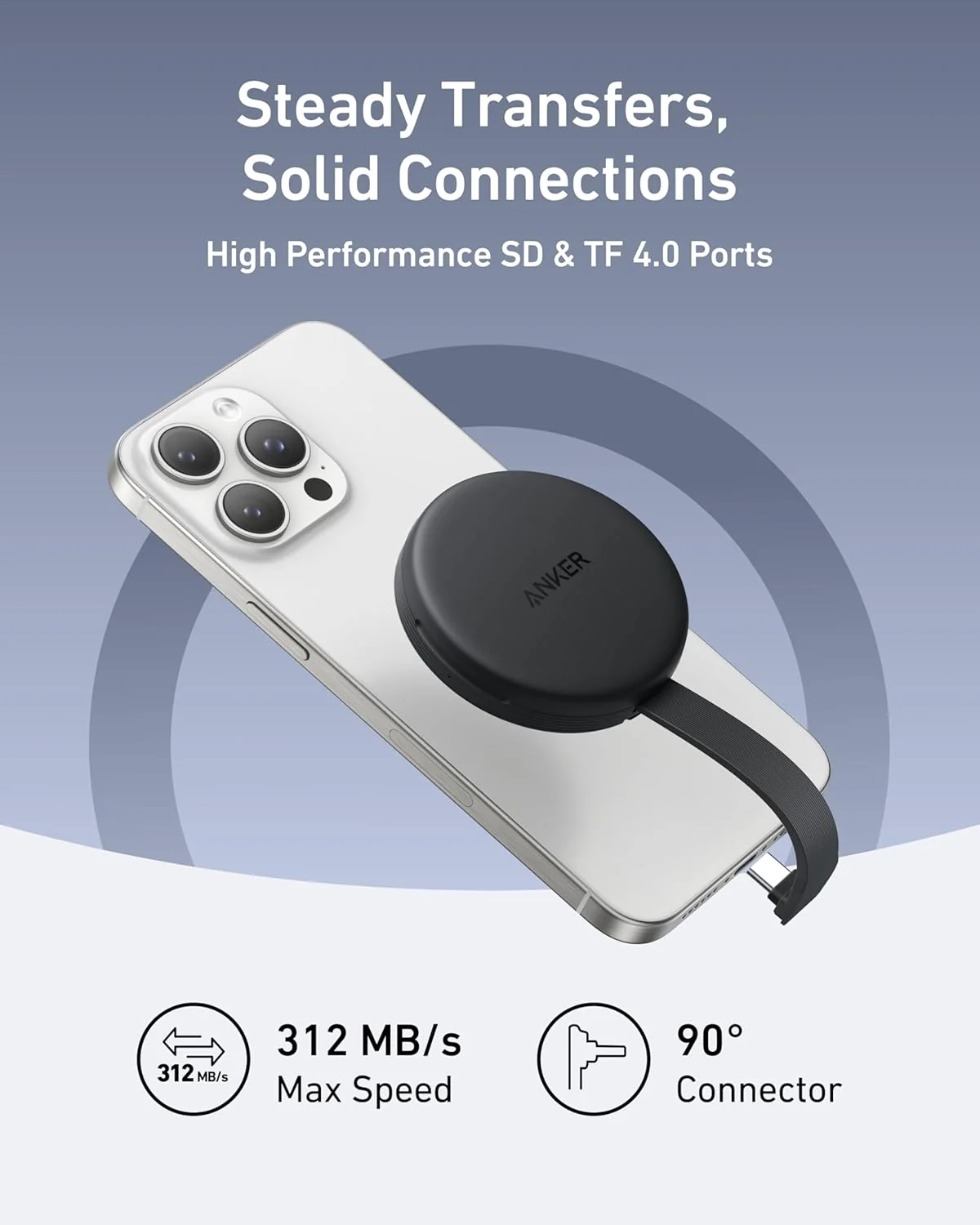 محول USB-C 3 في 1 بسرعة 10Gbps لنقل فوري وشحن 100W من Anker - Image 3