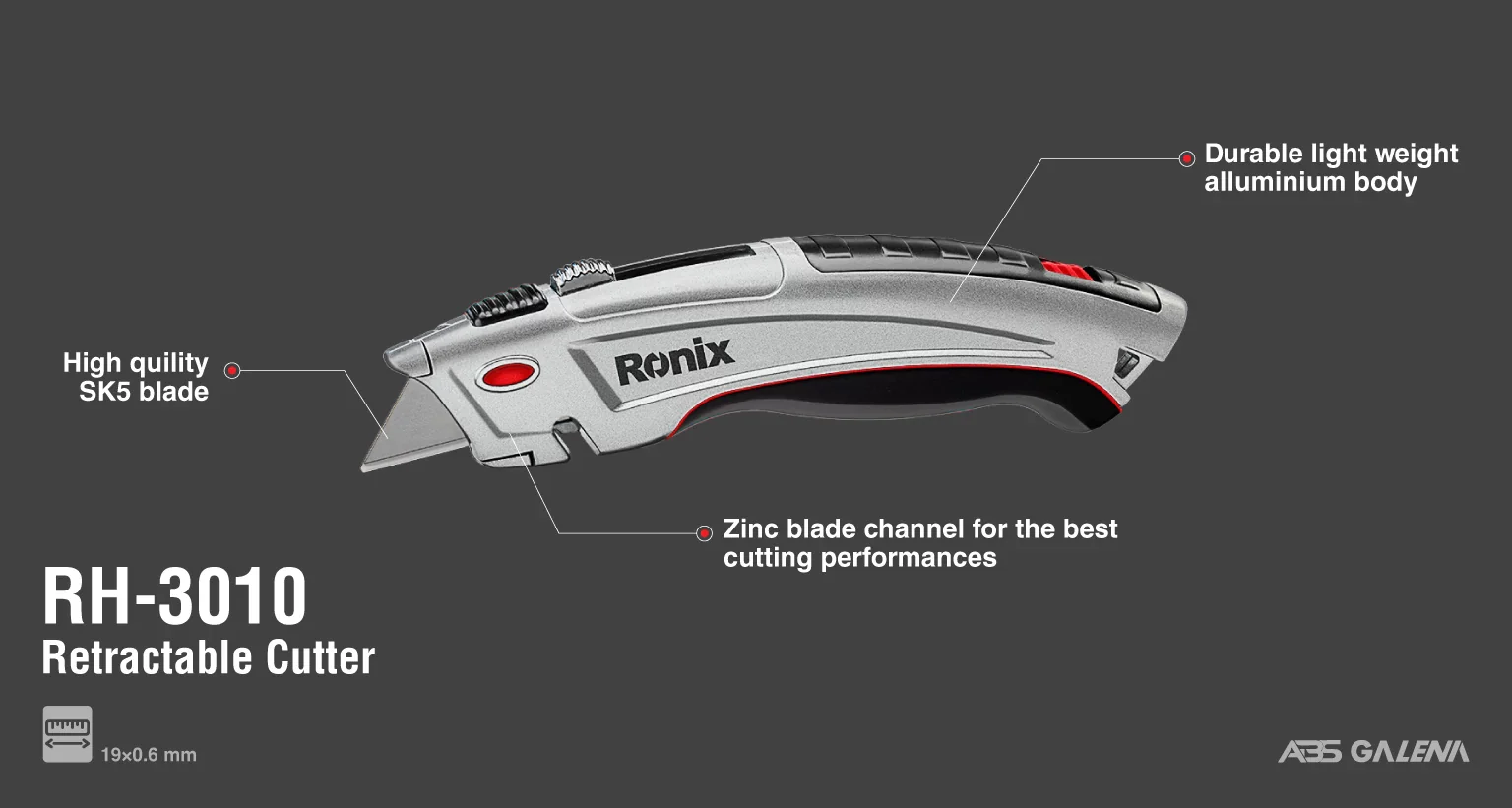 مشرط معكوف حديد من RONIX - Image 9