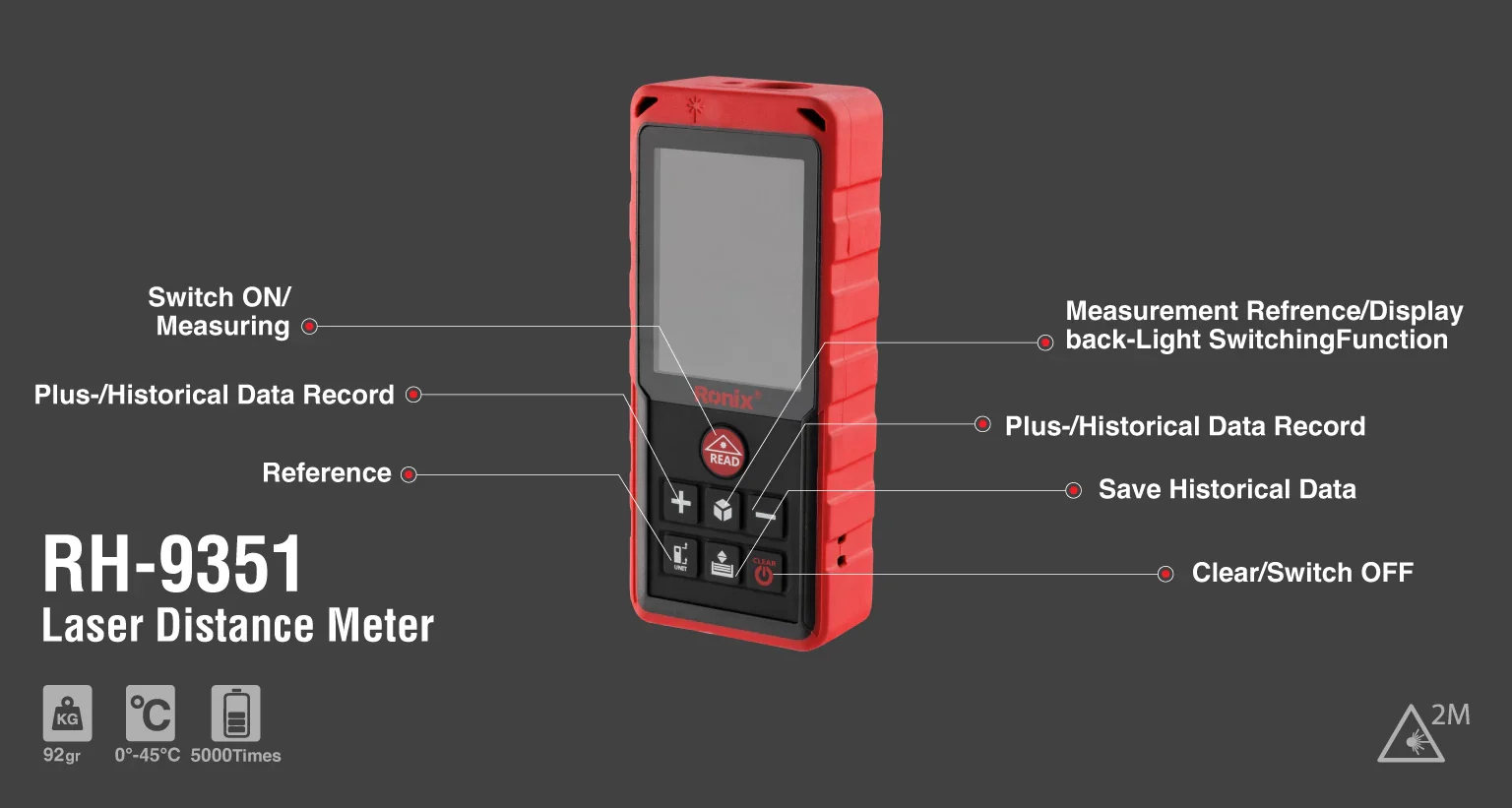 متر ليزر 50م من RONIX - Image 7