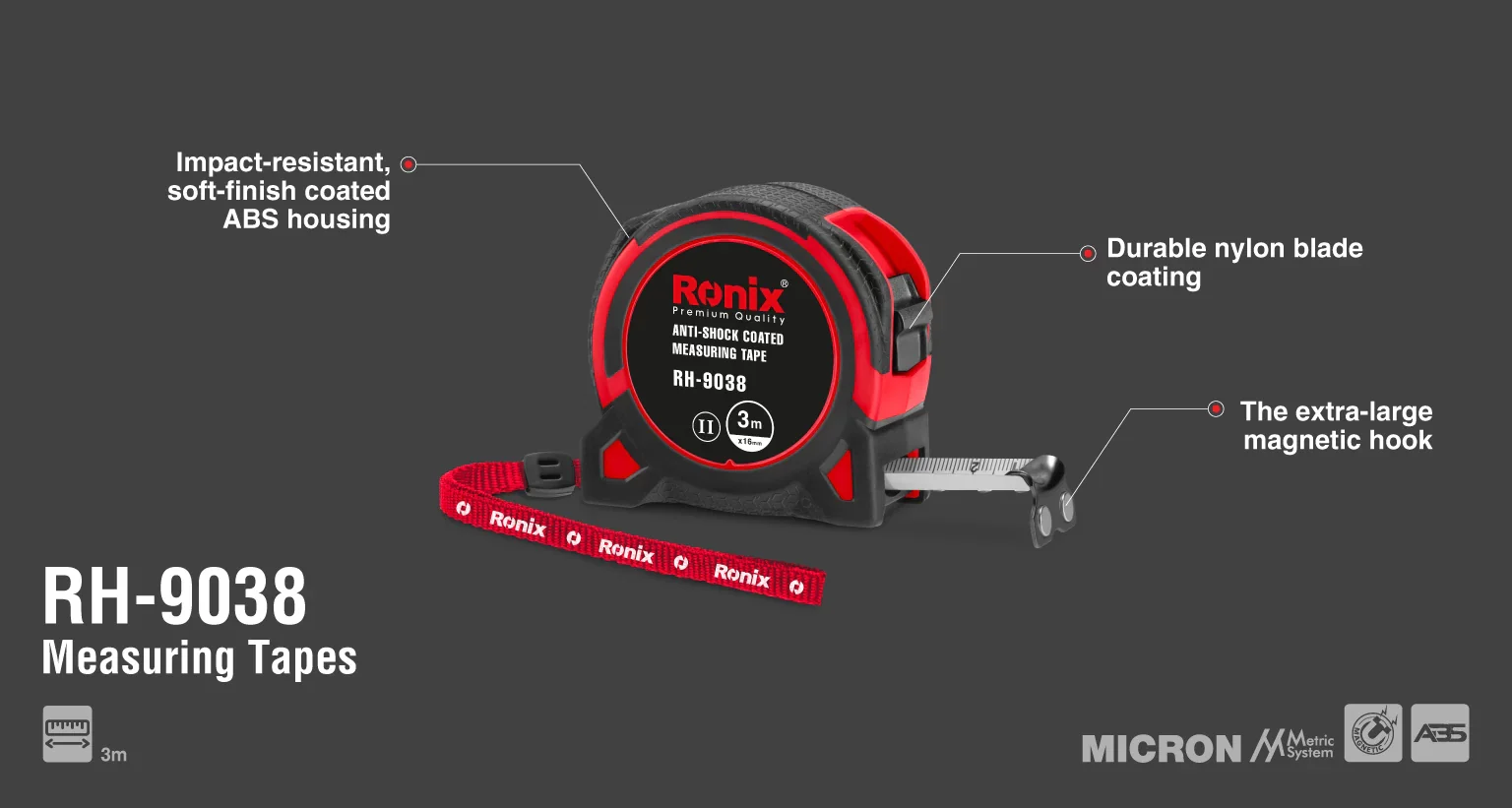 متر قياس 3متر من RONIX - Image 7