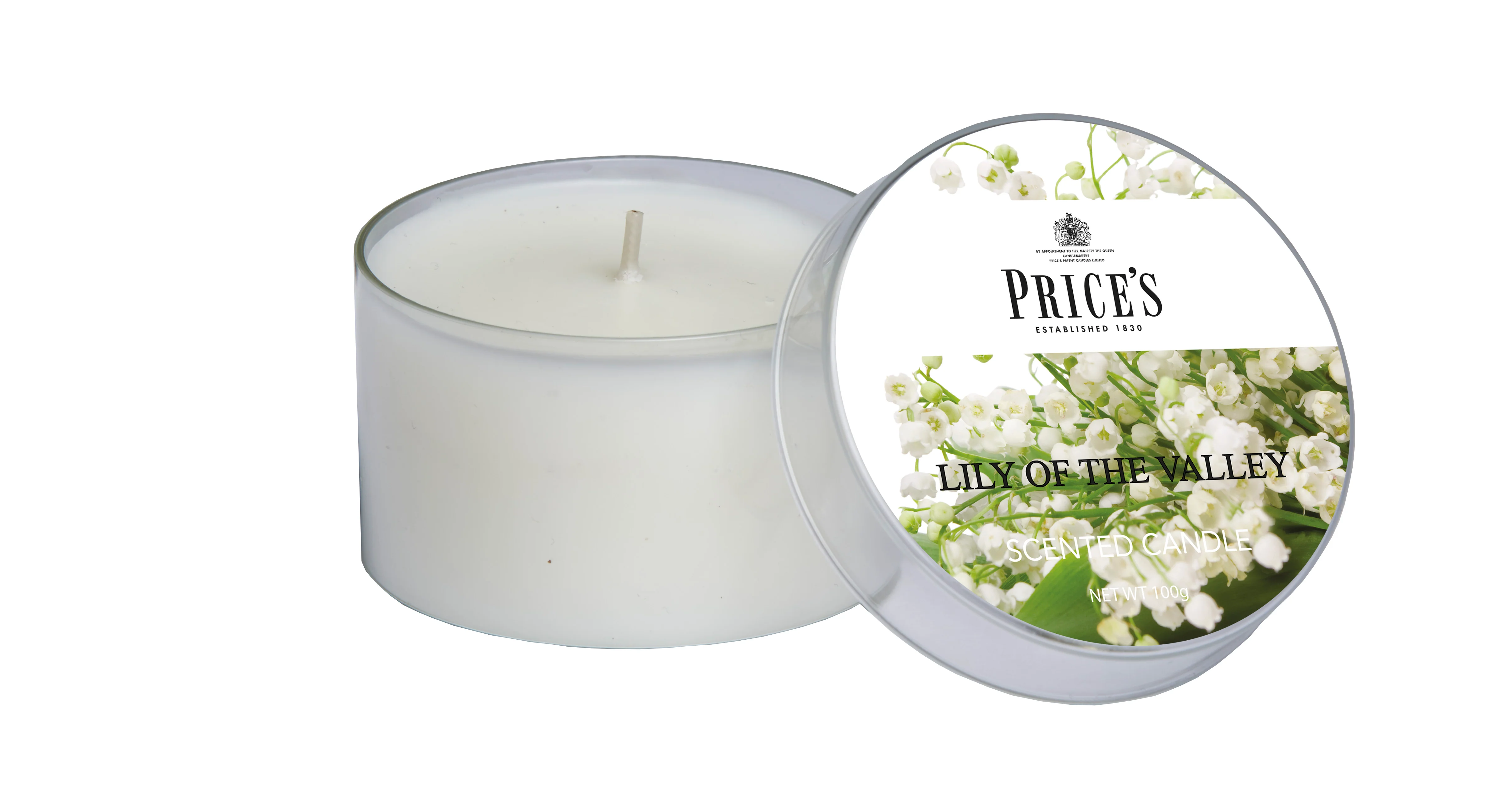 شمعة معطرة بعلبة من Price's - زنبق الوادي