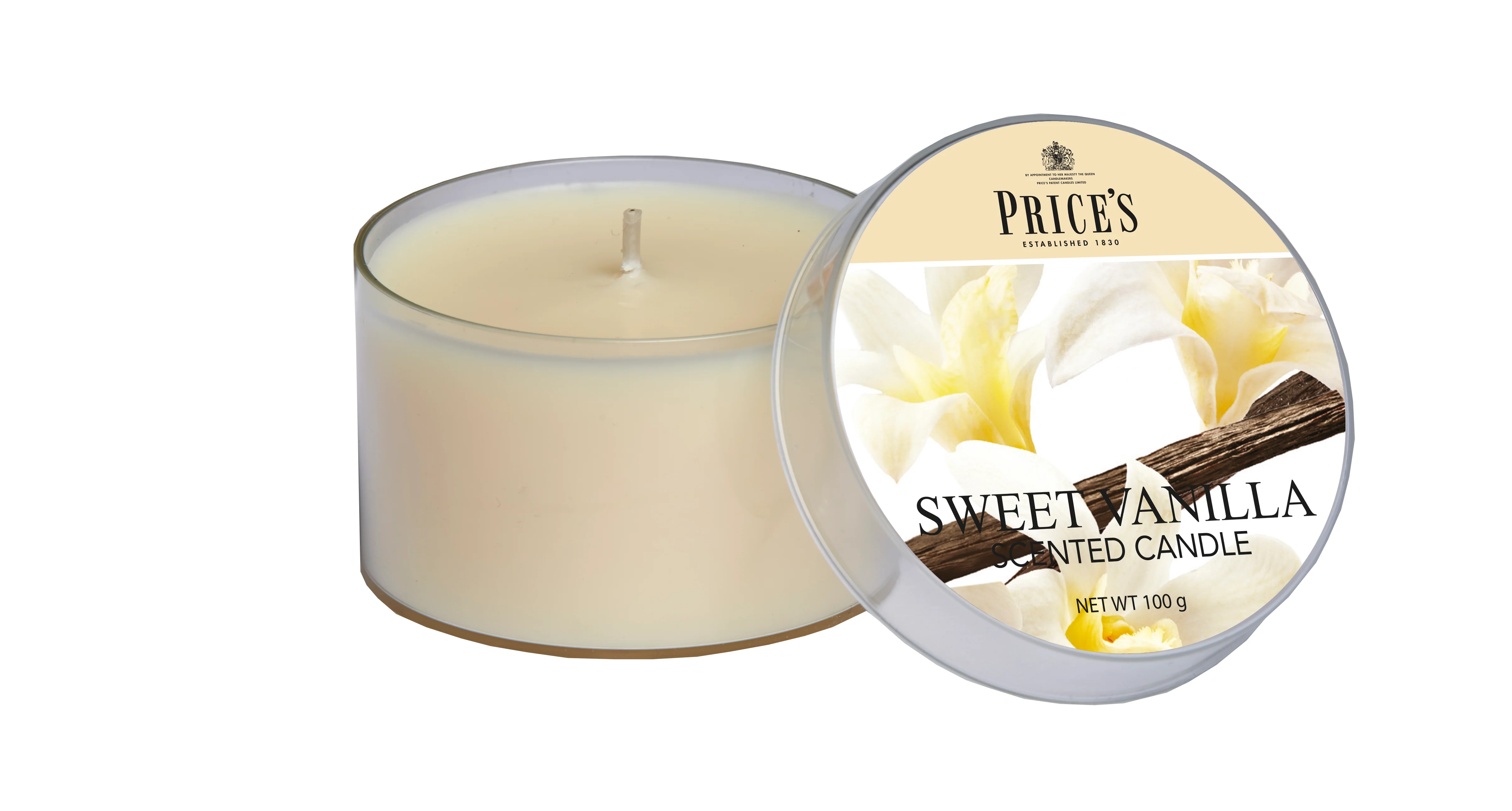 شمعة معطرة بعلبة من Price's - الفانيلا