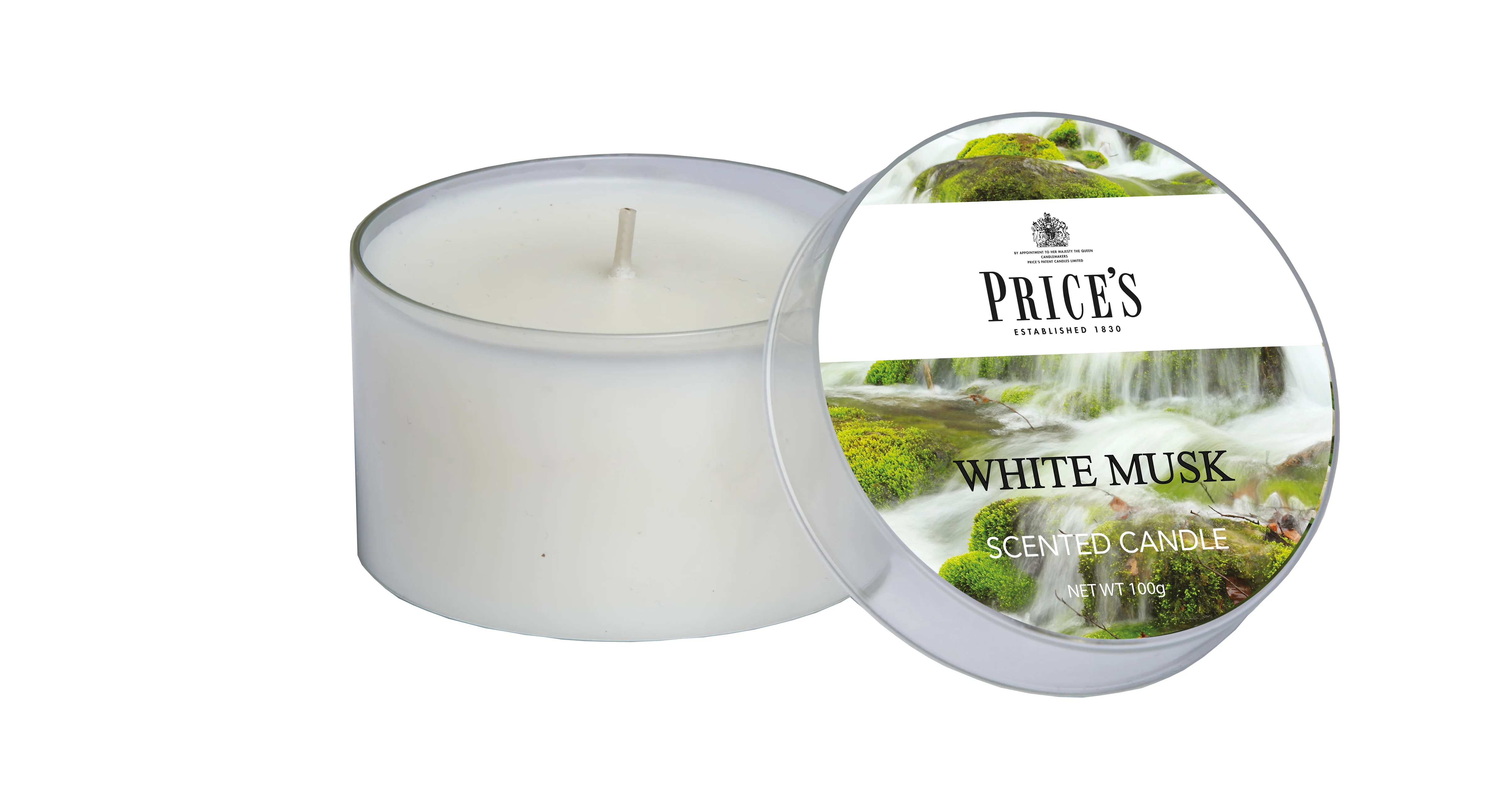 شمعة معطرة بعلبة من Price's - المسك الأبيض