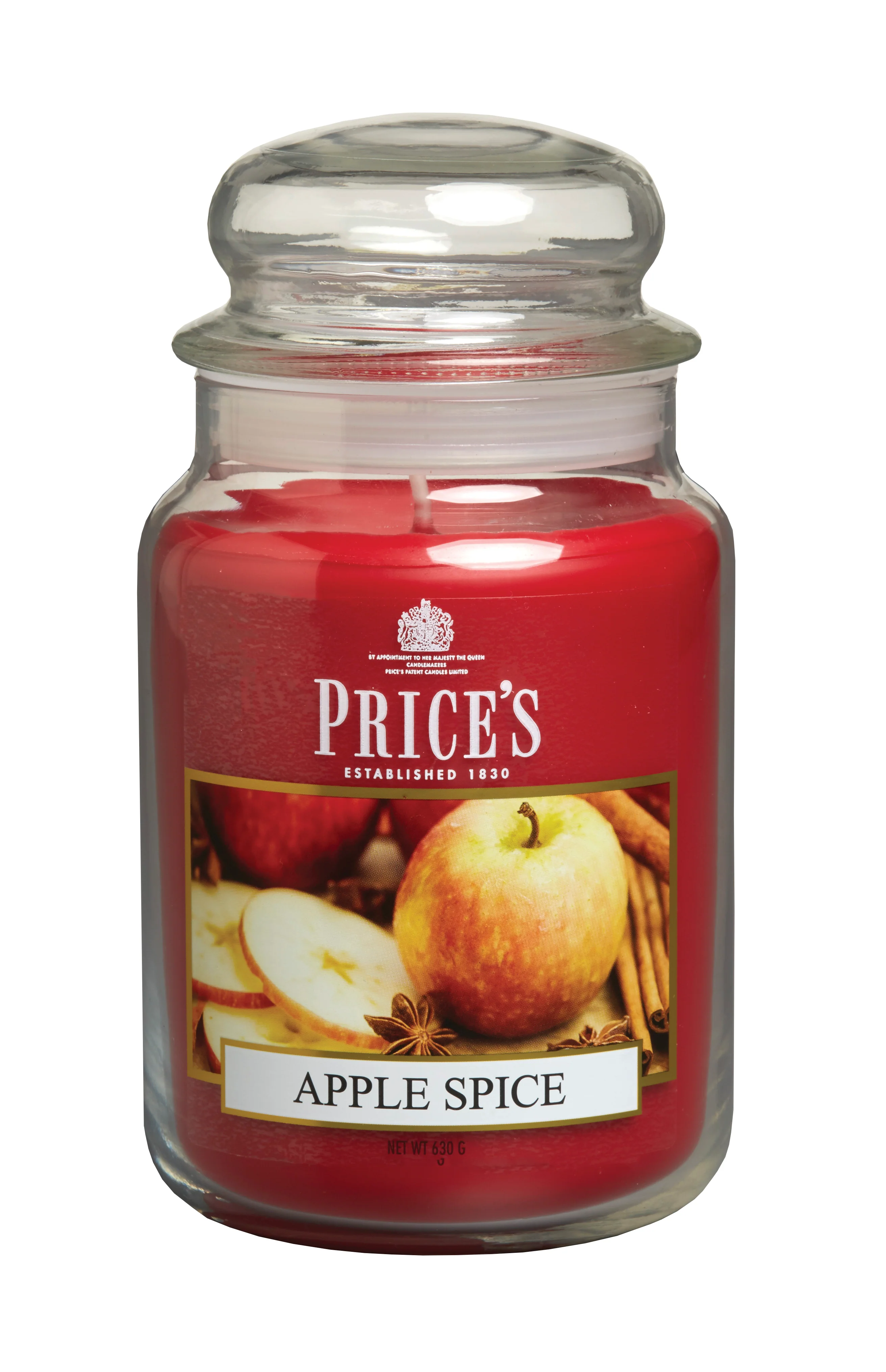 شمعة معطرة كبيرة بمرطبان وغطاء من Price's - بهارات التفاح