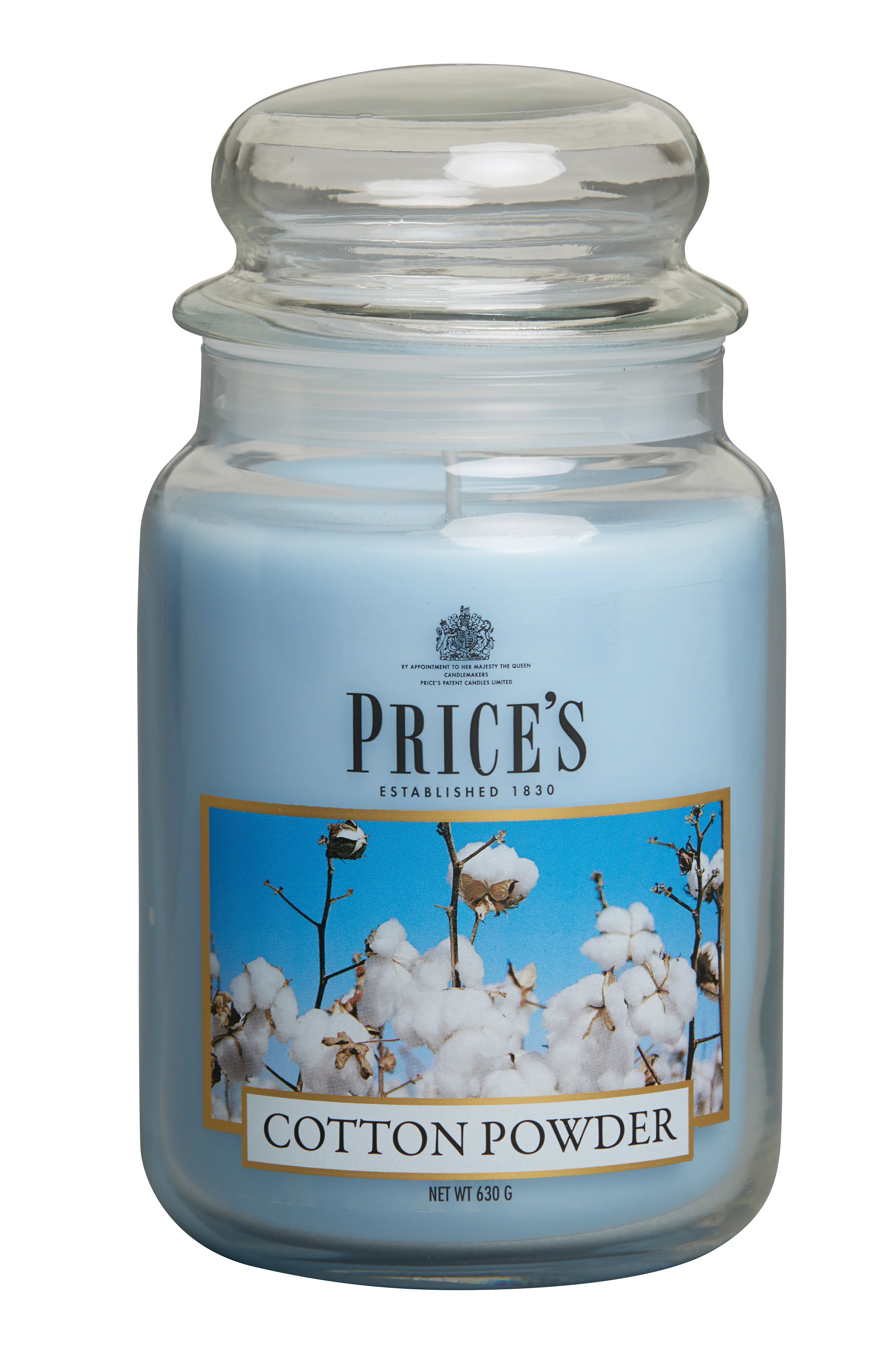 شمعة معطرة كبيرة بمرطبان وغطاء من Price's - انتعاش القطن