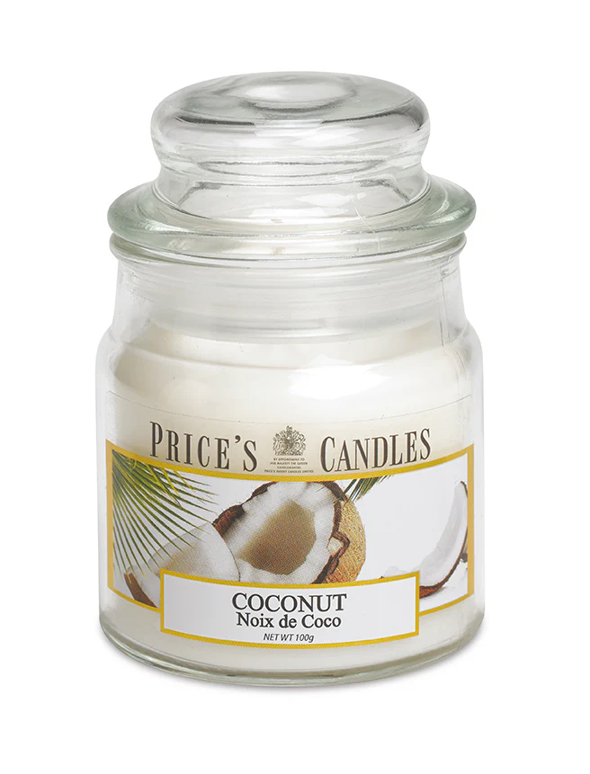 شمعة معطرة متوسطة بمرطبان وغطاء من Price's - جوز الهند