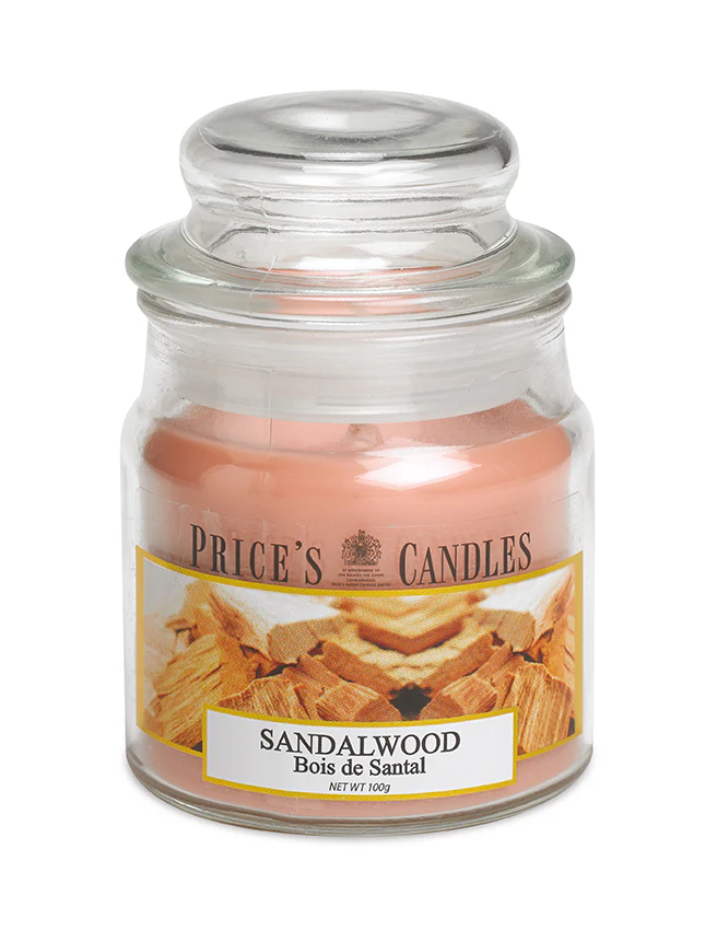 شمعة معطرة متوسطة بمرطبان وغطاء من Price's - خشب الصندل