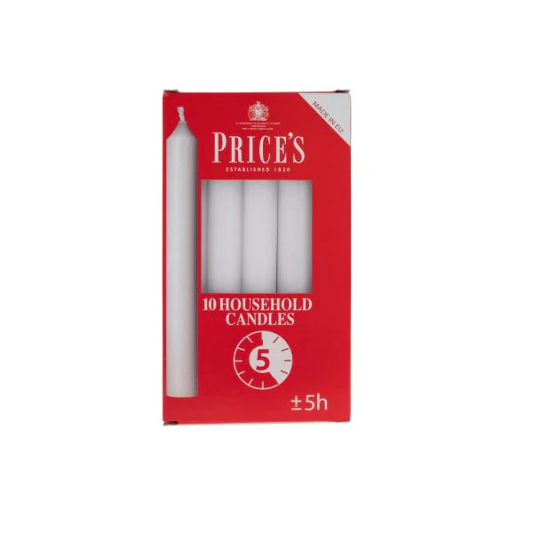 طقم شموع منزلية 10 قطع من Price's - أبيض - Image 2