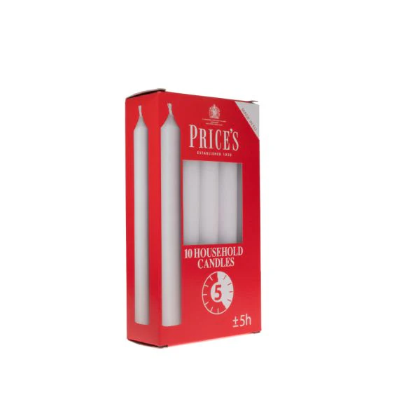طقم شموع منزلية 10 قطع من Price's - أبيض - Image 3
