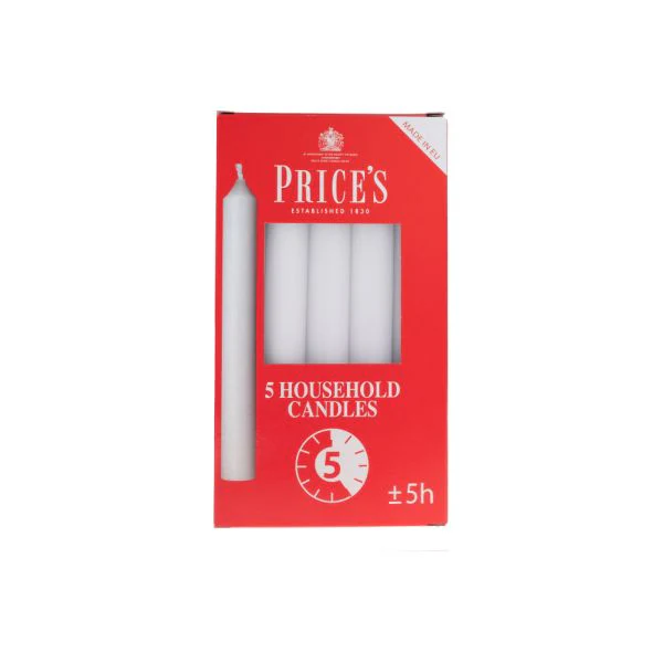 طقم شموع منزلية 5 قطع من Price's - أبيض - Image 2