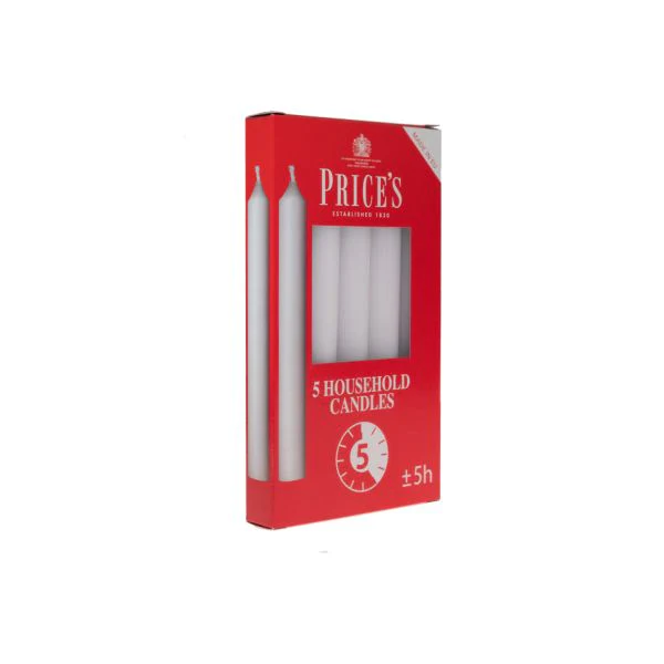 طقم شموع منزلية 5 قطع من Price's - أبيض - Image 3