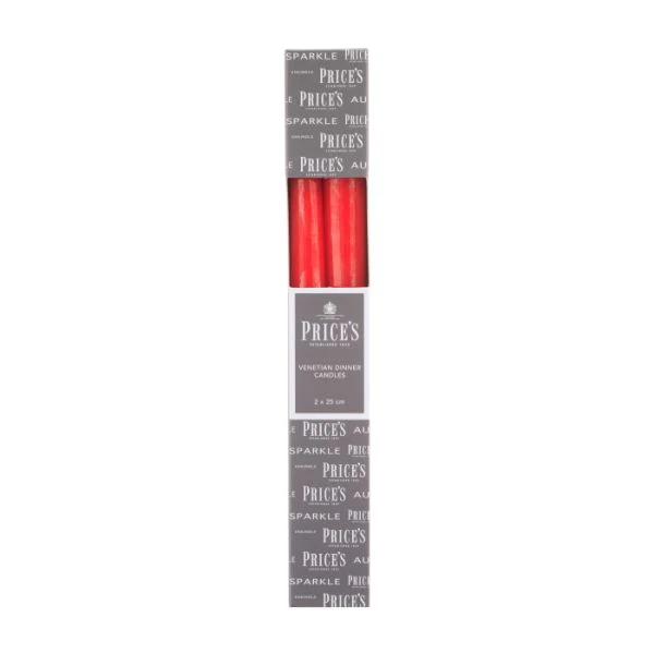 طقم شموع عشاء قطعتين من Price's Venetian - أحمر - Image 3