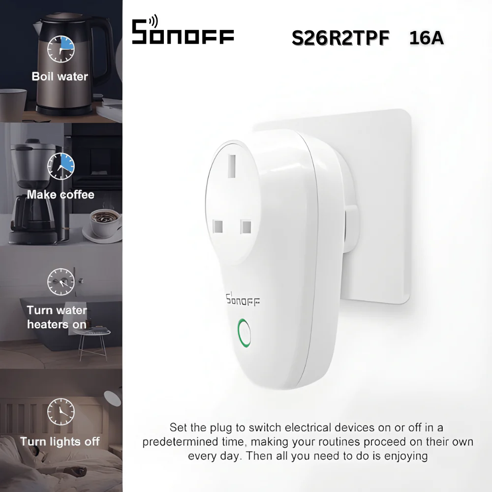 قابس ذكي SONOFF S26 TPF 16A مع تحكم صوتي عبر Alexa وGoogle Home من sonoff - Image 2