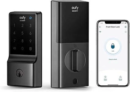 قفل ذكي Eufy Smart Lock C234 أسود مع Wi-Fi مدمج للتحكم عن بعد من Anker