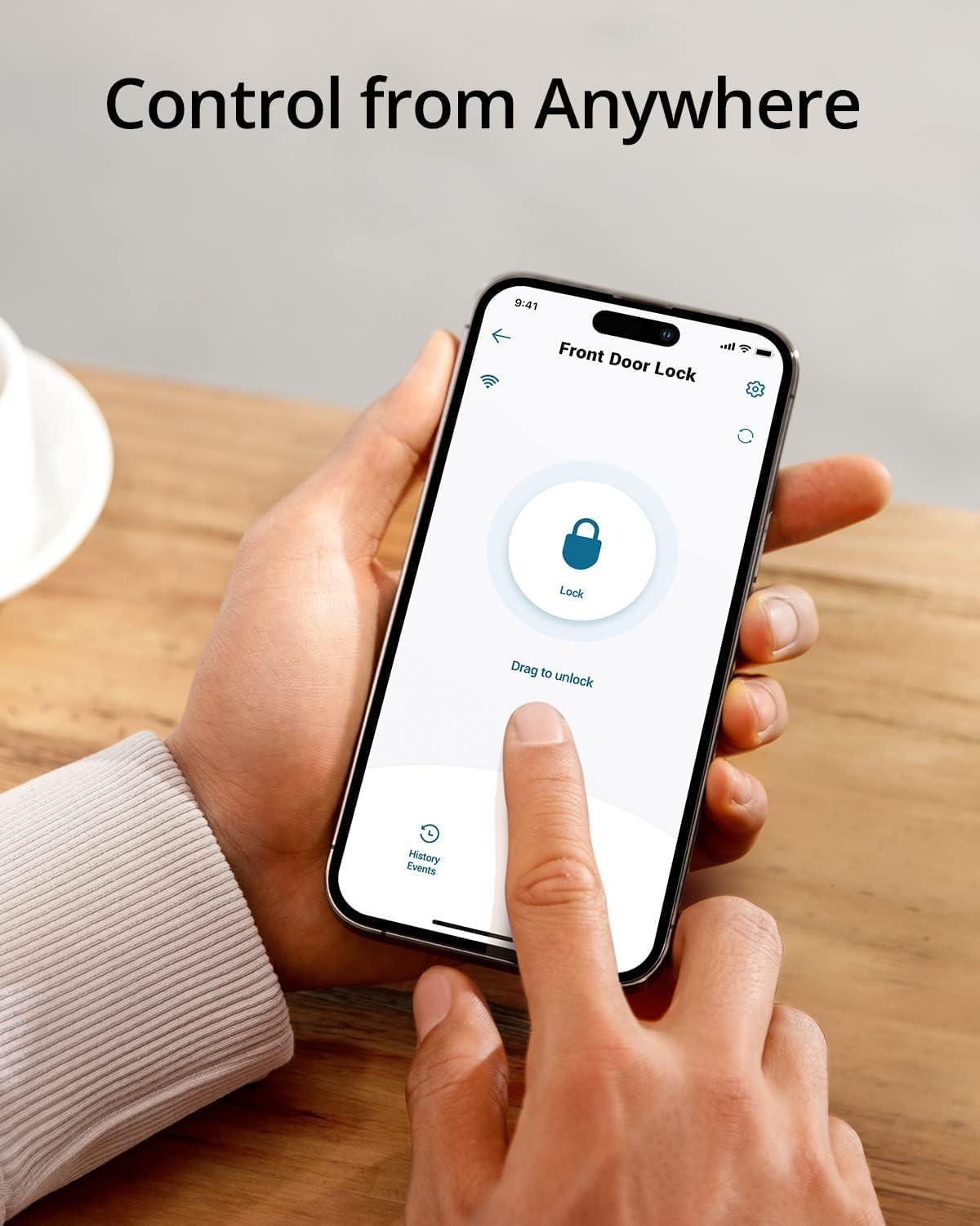 قفل ذكي Eufy Smart Lock C234 أسود مع Wi-Fi مدمج للتحكم عن بعد من Anker - Image 2