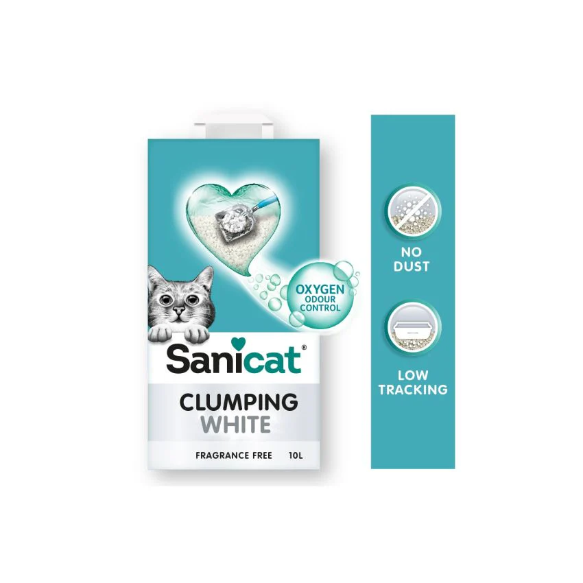 SANICAT رمل متكتّل أبيض 20L خالي من العطر يحافظ على صندوق الفضلات - Image 4