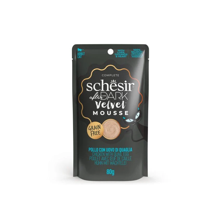 SCHESIR بعد الظلام موس مخملي للقطط 12X80G-N بشرائح دجاج وبيض سمان