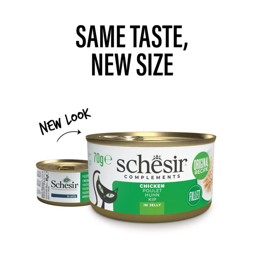 SCHESIR مكملات طعام رطب للقطط دجاج في جلي 12x70g علبة لتغذية مثالية - Image 4