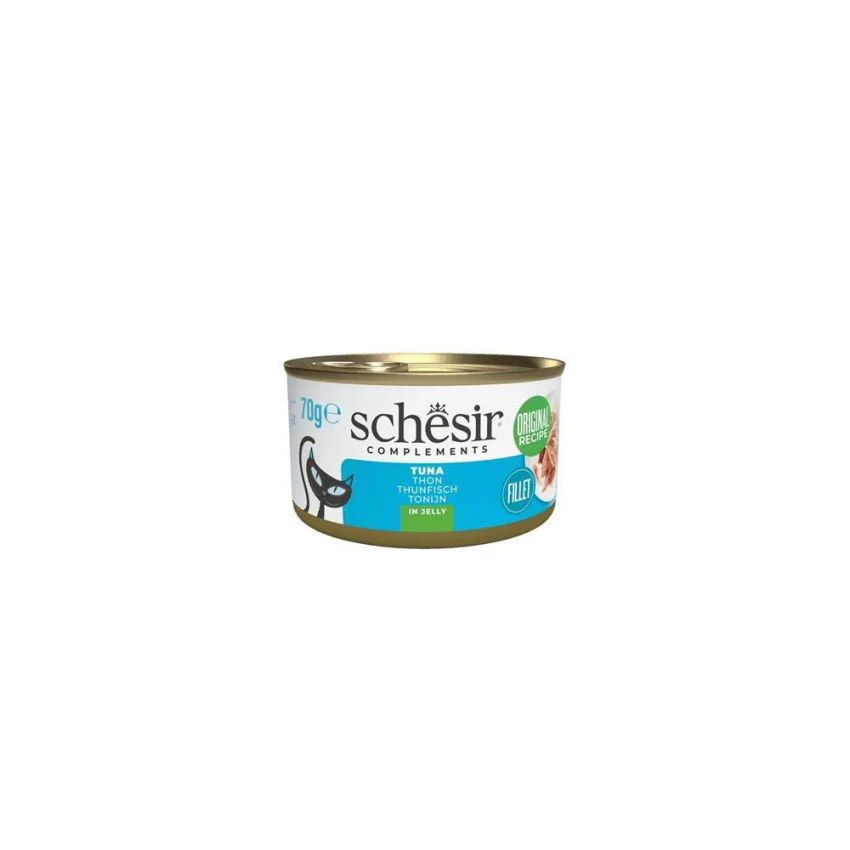 SCHESIR مكملات طعام رطب للقطط تونة في هلام 12x70g غني بالبروتين