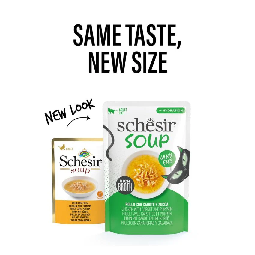 SCHESIR شوربة دجاج وقرع 12×40g طعام رطب كامل غني بالفيتامينات والتورين للقطط - Image 2