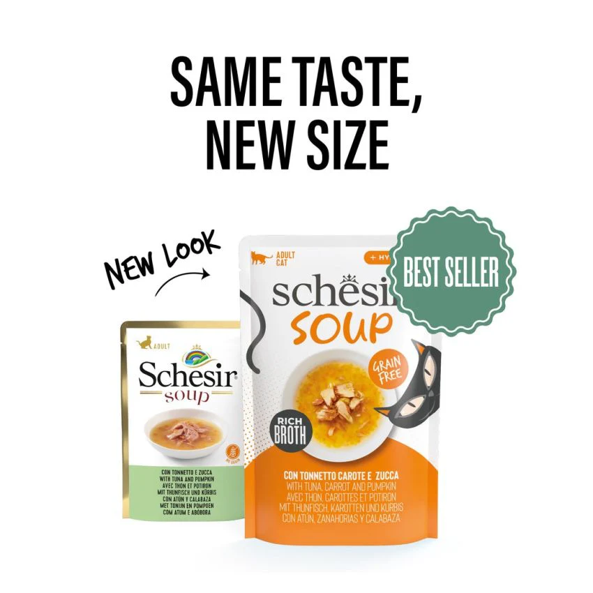 SCHESIR شوربة رطبة للقطط تونة ويقطين في كيس 12×40g IE(NEW) غنية بالفيتامينات - Image 2