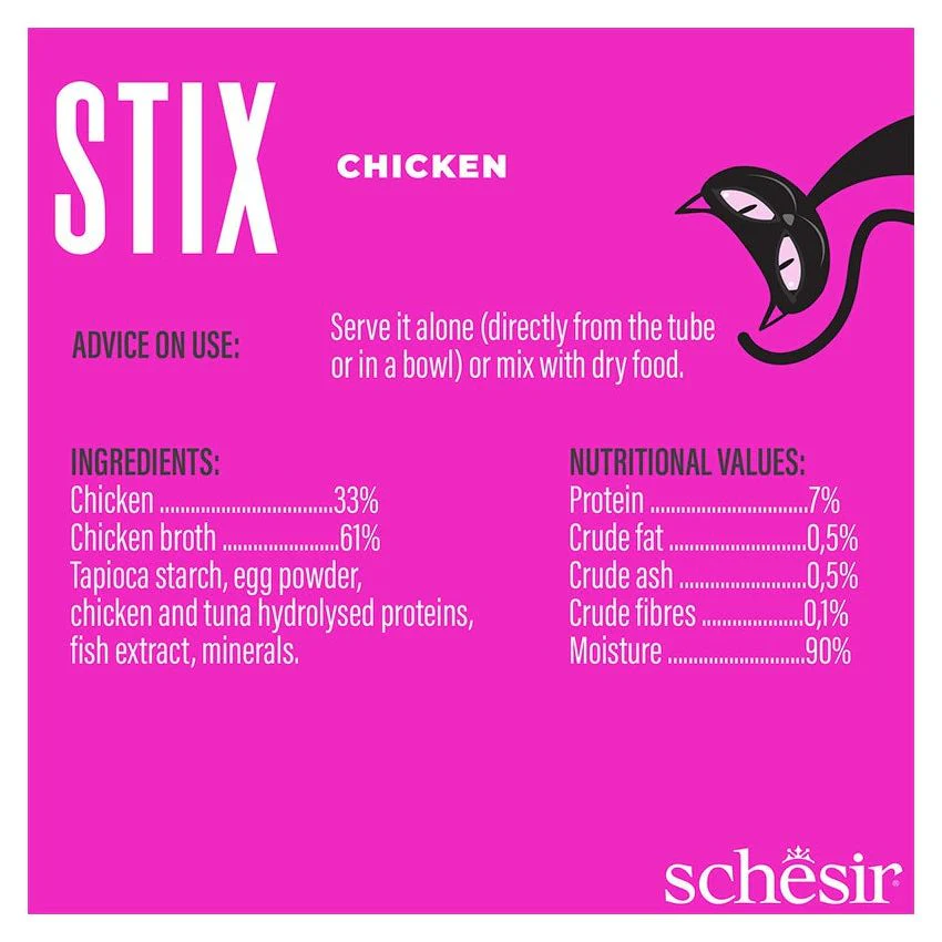 SCHESIR STIX مكافآت كيسية للقطط - دجاج 12X6X15G موس كريمي غني بالبروتين - Image 4