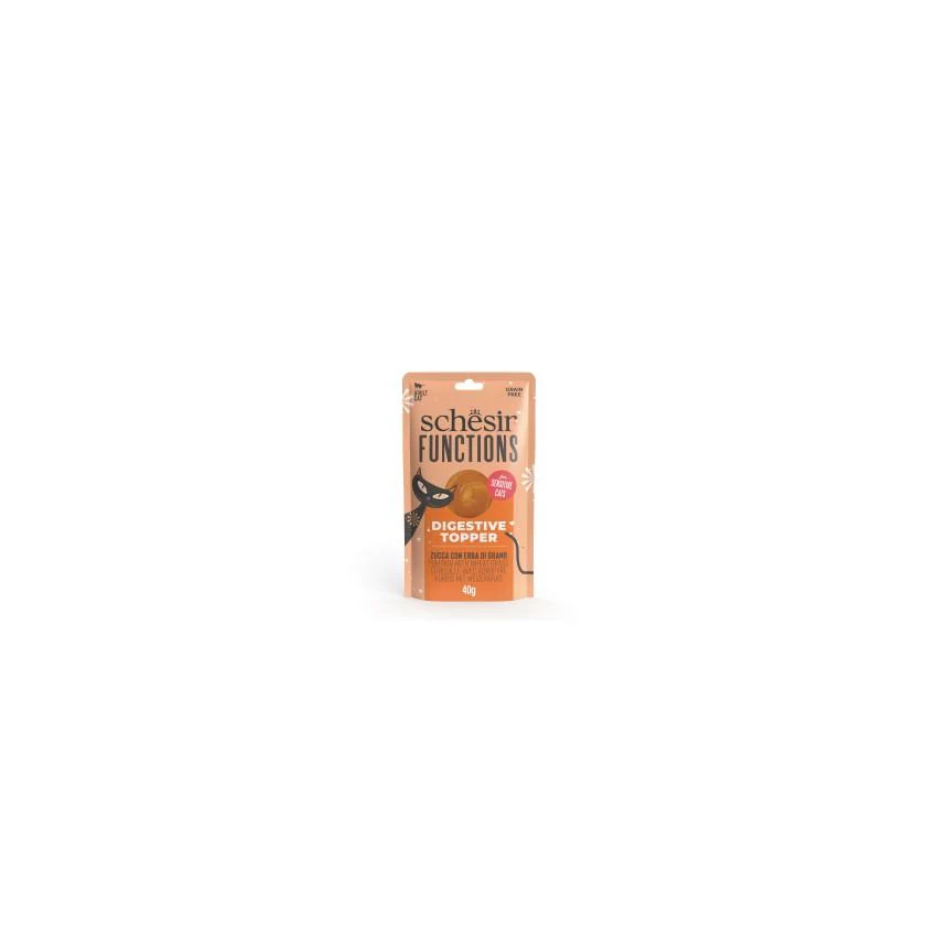 SCHESIR توبّر هضمي باليقطين وعشب القمح 12X40G كيس مكمل وظيفي للقطط - Image 3