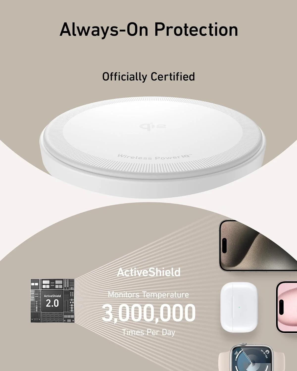 شاحن لاسلكي 3 في 1 15W Qi2 لشحن iPhone وApple Watch وAirPods من Anker - Image 6