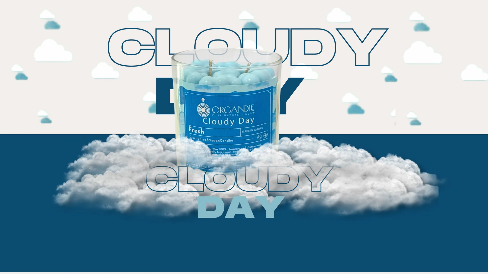 شمعة Cloudy Day من شمع الصويا 100% برائحة منعشة ومدة احتراق طويلة - Image 6