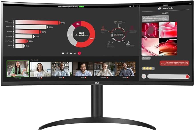 شاشة UltraWide منحنية QHD بدقة (3440x1440) من ال جي