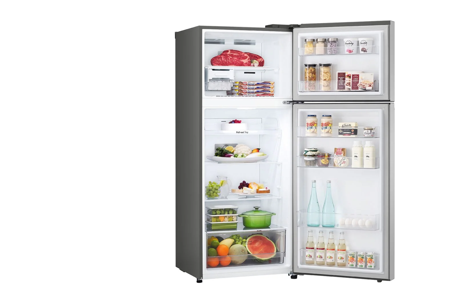 ثلاجة فريزر علوي ، 423 لتر سعة اجمالية ،ضاغط انفيرتر ™Smart Inverter ، لون فضي من ال جي - Image 10