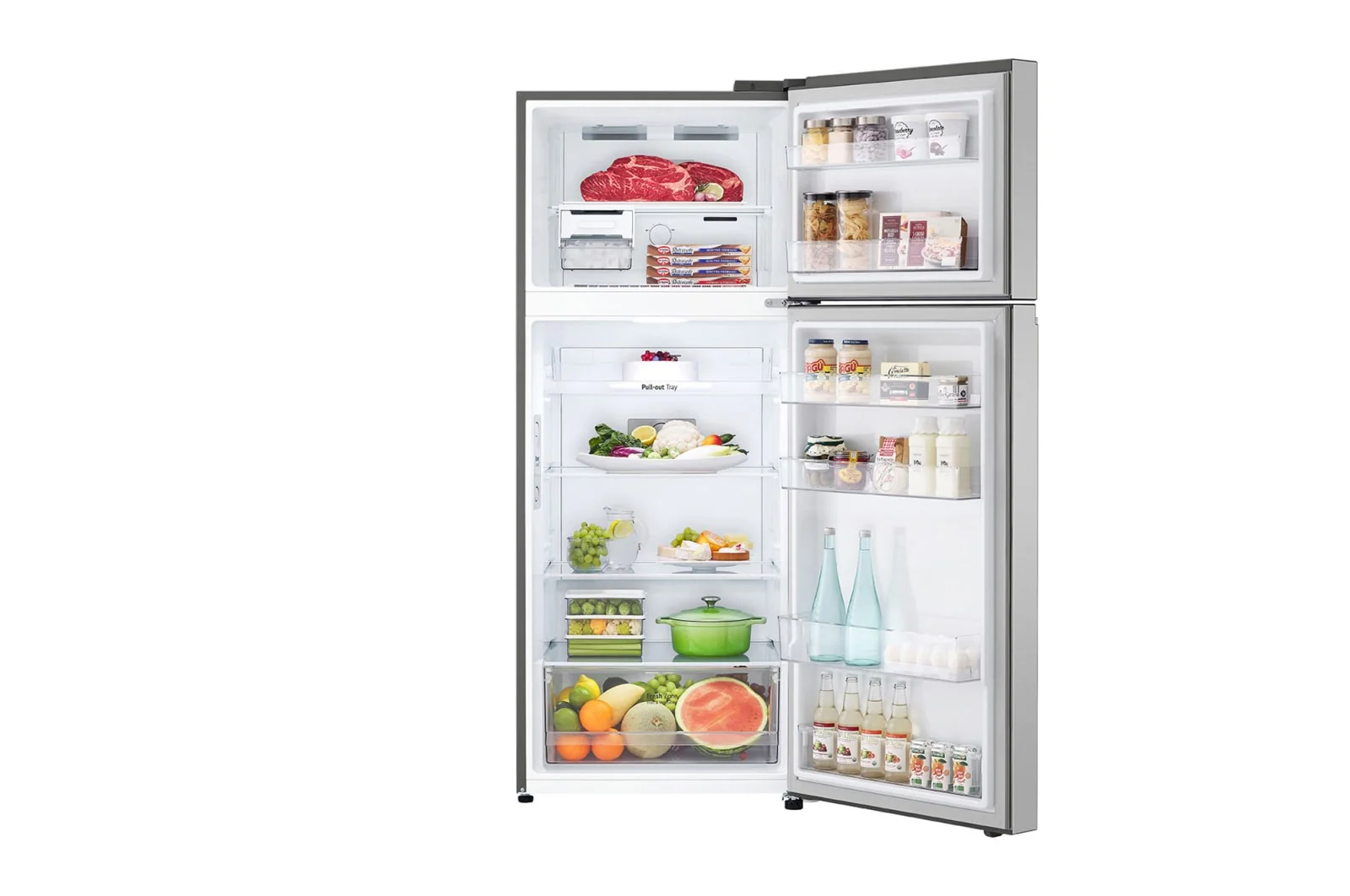 ثلاجة فريزر علوي ، 423 لتر سعة اجمالية ،ضاغط انفيرتر ™Smart Inverter ، لون فضي من ال جي - Image 2