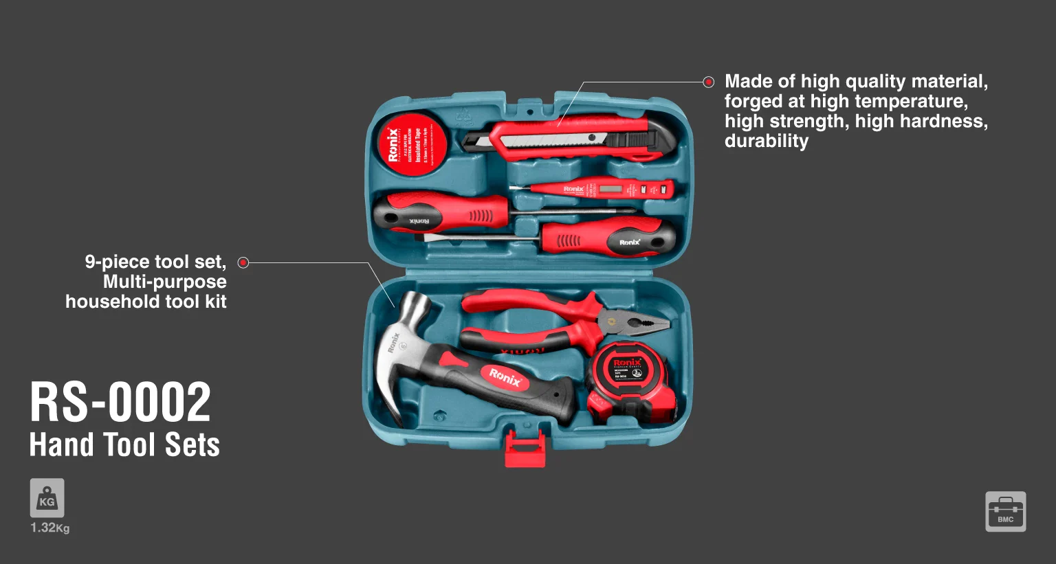 طقم عدة 8 قطع مع شنتة من RONIX - Image 13